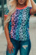 Multicolor Casual Leopard Colorblock T-shirt