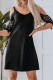 Black Casual Lace Splicing Cold Shoulder Mini Summer Dress