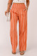 Orange Casual Striped Shirred High Waist Pant