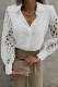 White Casual Lace Stitching Cut Out Button Blouse