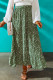 Green Boho Floral Print Flounce High Waist Maxi Skirt