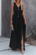 Black Sexy V Neck Sleeveless Maxi Dress with Slit