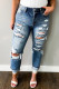 Light Blue Distressed Ripped Casual Plus Size Jean