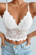 White Sexy Lace Contrast Crochet Camisole