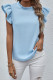 Light Blue Casual Frill Neck Ruffle Blouse