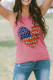 Pink American Flag Leopard Heart Print Casual Camisole