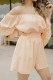 Apricot Casual Ruffled Ruched High Waist Off Shoulder Romper