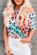 Multicolor Cheetah Print Short Sleeve T Shirt for Women