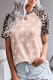 Star Patchwork Casual Leopard Print Short Sleeve T Shirt