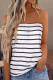 White Casual Striped Strapless Bandeau Summer Top for Women