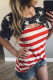 American Flag Cut Out Short Sleeve Crew Neck T Shirt for Women