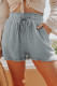 Gray Casual Drawstring Frayed Edge Pocketed Short for Women