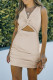 Apricot Knitted Twist Cut Out Casual Bodycon Mini Dress