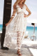 White Flower Lace V Neck Sleeveless Summer Maxi Sundress