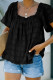 Black Casual Square Neck Jacquard Summer Top for Women