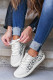 Leopard Patchwork Lace Up Casual Gray Sneaker for Women