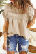 Apricot Casual Swiss Dot Lace Splicing Short Sleeve Blouse Top