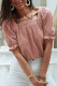 Pink Square Neck Polkadot Linen Puff Sleeve Top