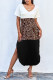Casual Colorblock Cheetah Print Side Slit T Shirt Dress