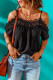 Black Casual Crochet Cold Shoulder Summer Top for Women