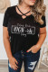 Black Casual Plus Size Letters Graphic Crisscross Neck T-shirt
