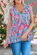 Multicolor Printed Flounce Hem Sleeveless Boho Shirt for Women
