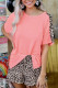 Leopard Patchwork T Shirt and Drawstring Pocket Short Casual Two Piece Set