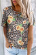Cheetah Western Sunflower Criss-cross Neck T Shirt