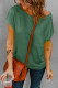 Green Chest Pocket Cap Sleeve Casual T Shirt for Women