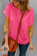 Samarreta casual de màniga de gorra de butxaca rosa per a dona