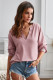 Pink Buttoned V Neck Loose Fit Top