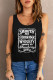 Letter Print Casual Black Graphic Tank Top