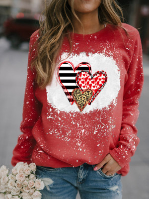 Red Valentine Tie Dye Heart Graphic Sweatshirt