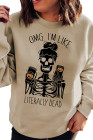 Sudadera con capucha y cuello redondo con estampado de letras de esqueleto de Halloween