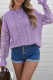 Suéter morado de punto de encaje de crochet en punta