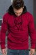 Red Valentine Love Heart Print Color Block Sudadera con capucha para hombre
