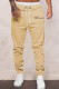 Pantalones de chándal de hombre con cintura elástica con cordón y estampado de letras de albaricoque