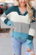 Suéter desgastado con bloques de color azul cielo