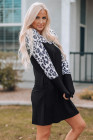 Vestido de manga larga con estampado de leopardo y empalme