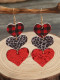 Pendientes de corazones de lentejuelas de leopardo a cuadros de San Valentín