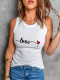 Camiseta sin mangas con gráfico de corazón y letra de San Valentín blanca