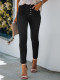 Black Button Fly Skinny Jeans with Pockets