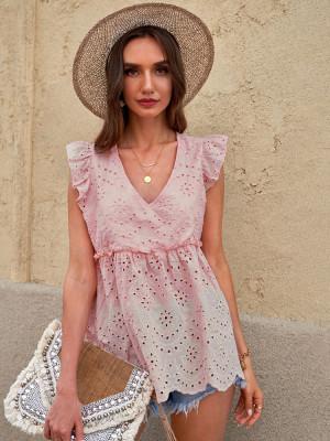 Eyelet Lace Scalloped Tank Top
