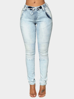 Elastic Waist Slim-fit Jeans