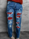Plaid & Snowflakes Patchwork Jeans