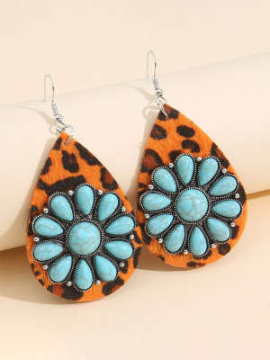 Turquoise Decor Leopard Earrings