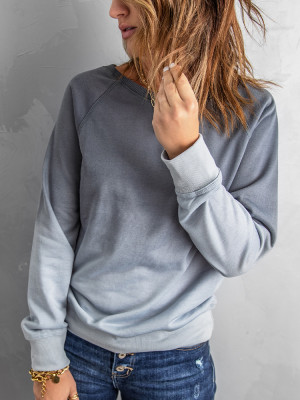 Gray Ombre Crewneck Long Sleeve Sweatshirt