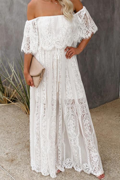 The Best Chapter Off The Shoulder Lace Maxi Dress - (US 8-10)M