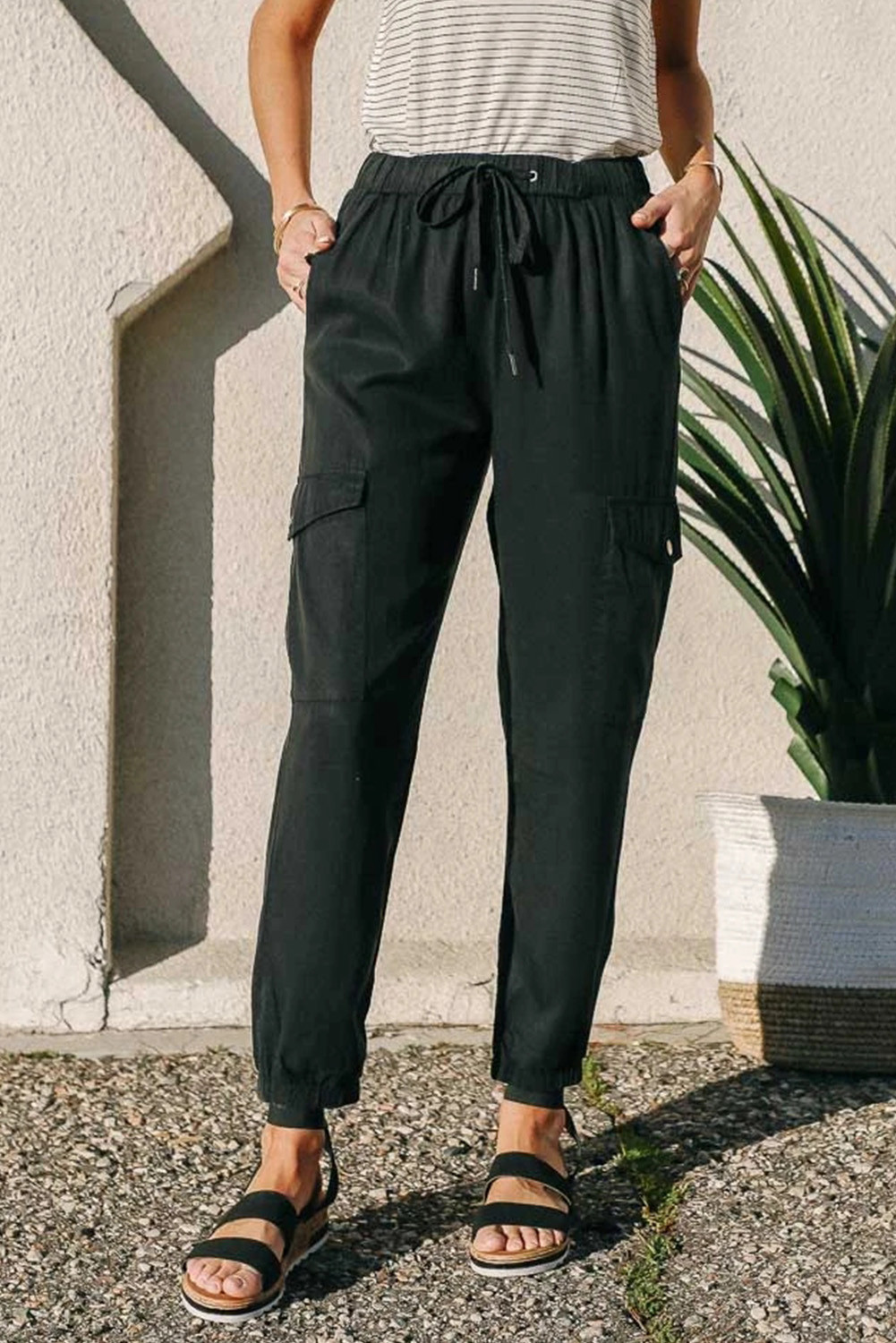 black tie waist joggers