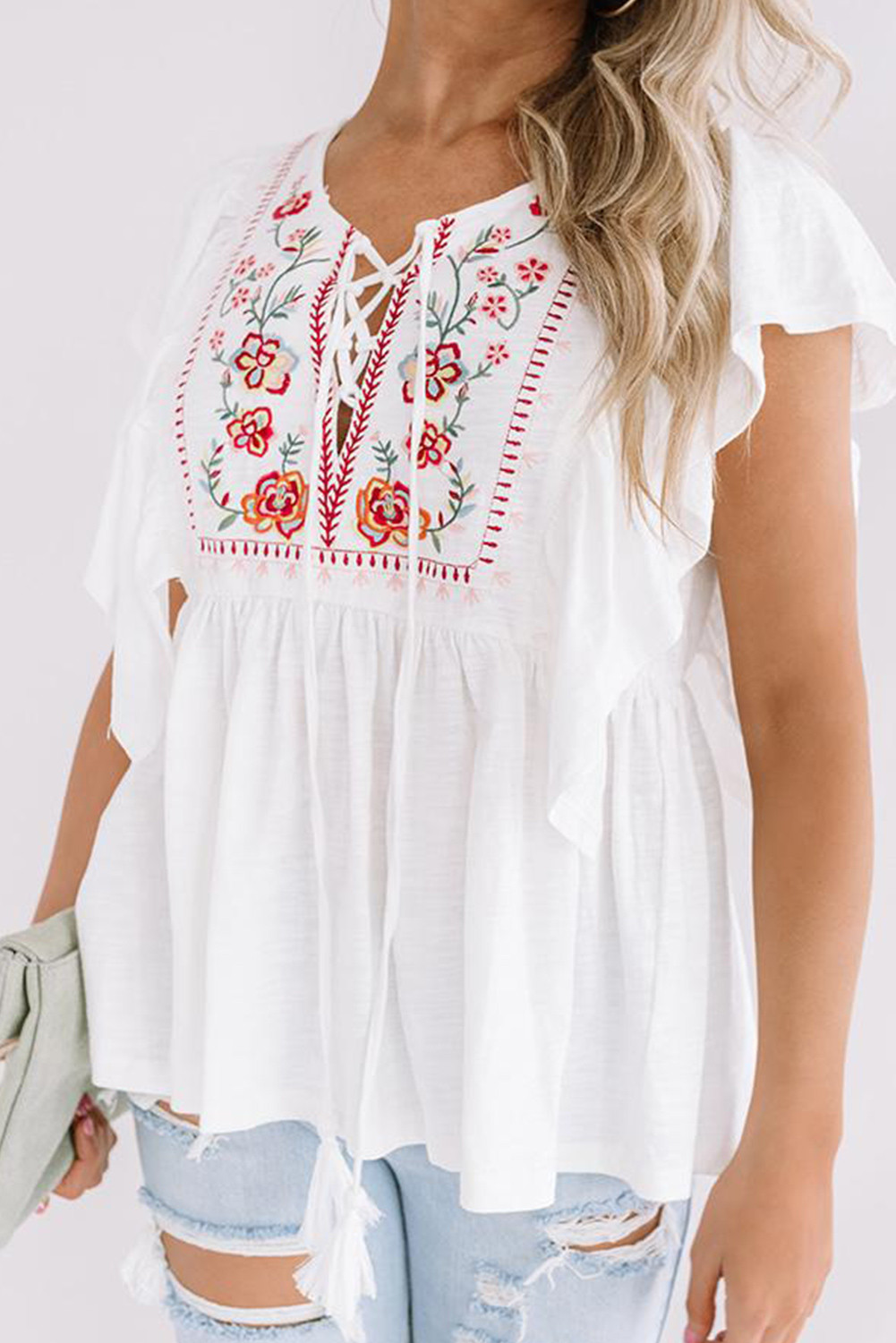 lace up neck top